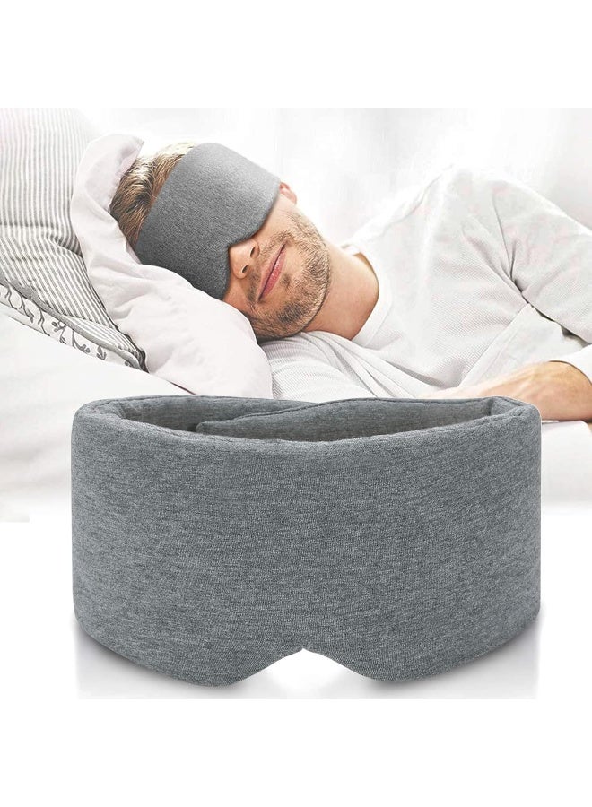 FRESHME Handmade Cotton Sleep Mask - Upgrade Design Light Blocking Sleeping Eye Mask Soft Oversized Eye Shape Blinder Blindfold Airplane with Pouch for Nap Sleeping Travel for Women Men Kids(Gray Modal) - Image 1